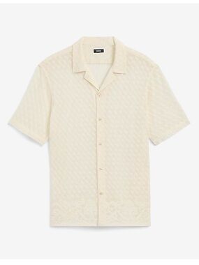 Men's Express Sheer Lace Cotton-Blend Short Sleeve Shirt